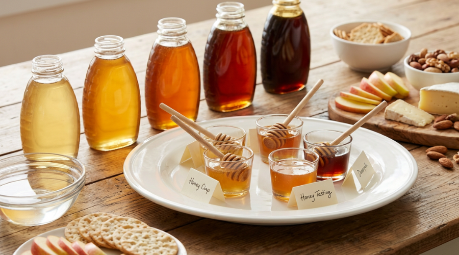 Honey tasting party setup