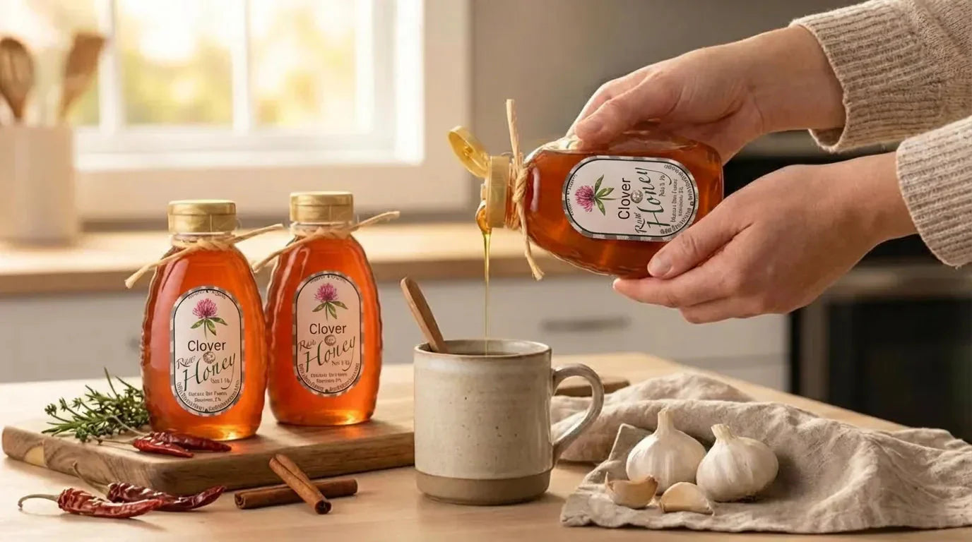 puting clover honey in coffee for sweetner