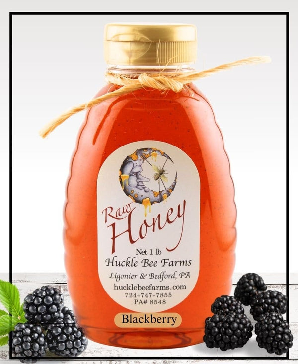 1 Lb Blackberry Infused Honey - Gift Set
