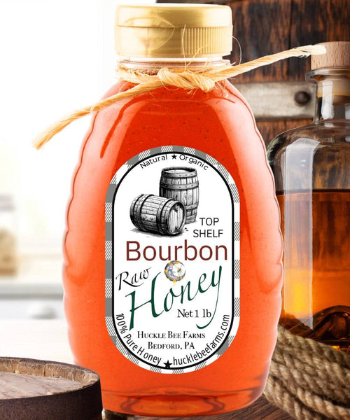 1 Lb Bourbon Infused Honey - Gift Set - Huckle Bee Farms LLC