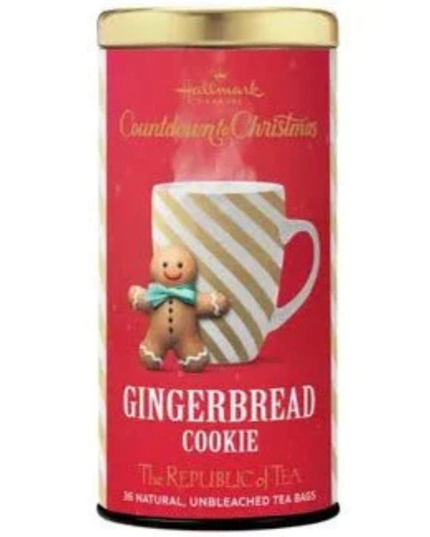 Hallmark Channel Countdown to Christmas Gingerbread Cookie Tea Bags โ 36-count tin. Festive holiday tea with warm gingerbread flavor, perfect for cozy winter nights.