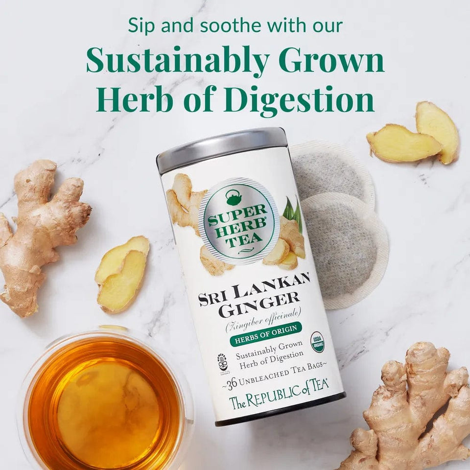 Organic Sri Lankan Ginger SuperHerb® Herbs of Origin Tea Bags - Tin 36 Tea Bags - Huckle Bee Farms LLC