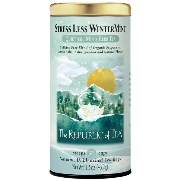 Stress Less WinterMint Tea Bags - Tin 36 Tea Bags - Huckle Bee Farms LLC