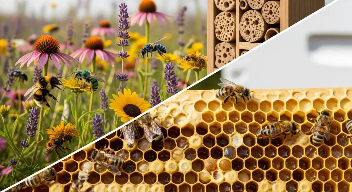 Comparison of native bee species and honey bees