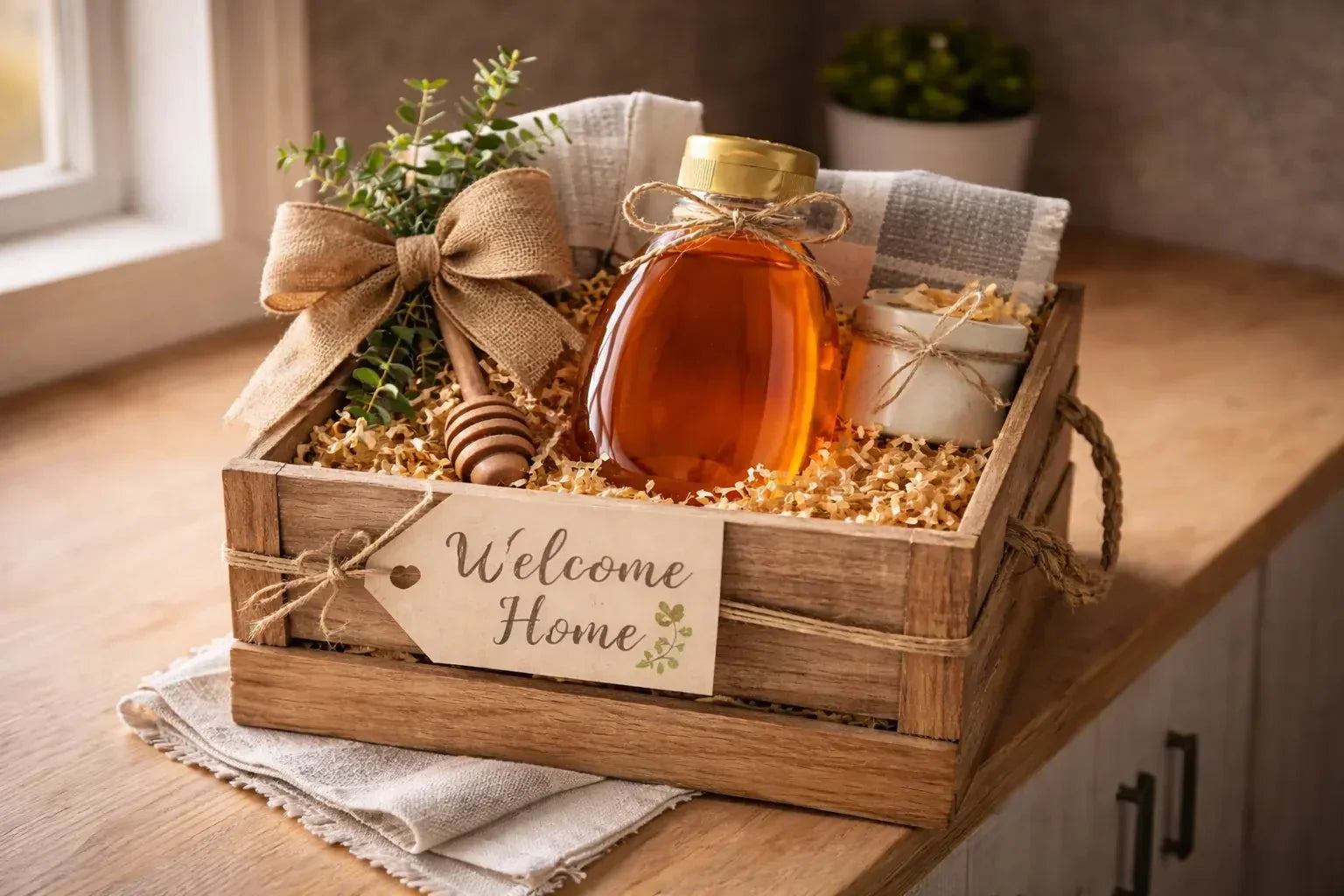 Artisanal honey gift box for real estate closing gift.