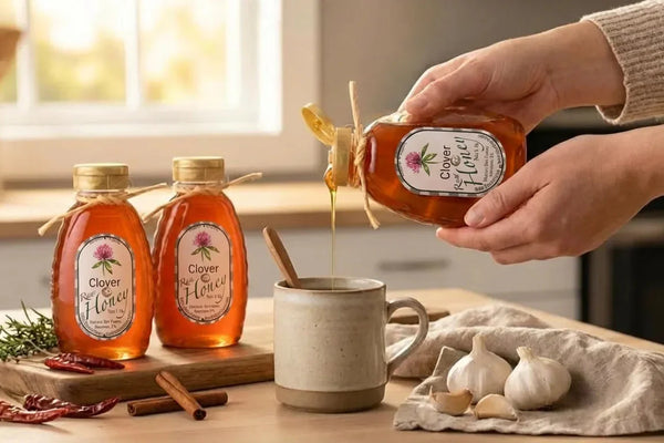 puting clover honey in coffee for sweetner