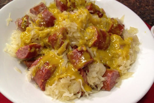 Kielbasa & Sauerkraut with Honey Mustard Sauce - Huckle Bee Farms LLC