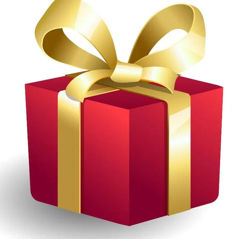Red gift box with a gold ribbon on a white background