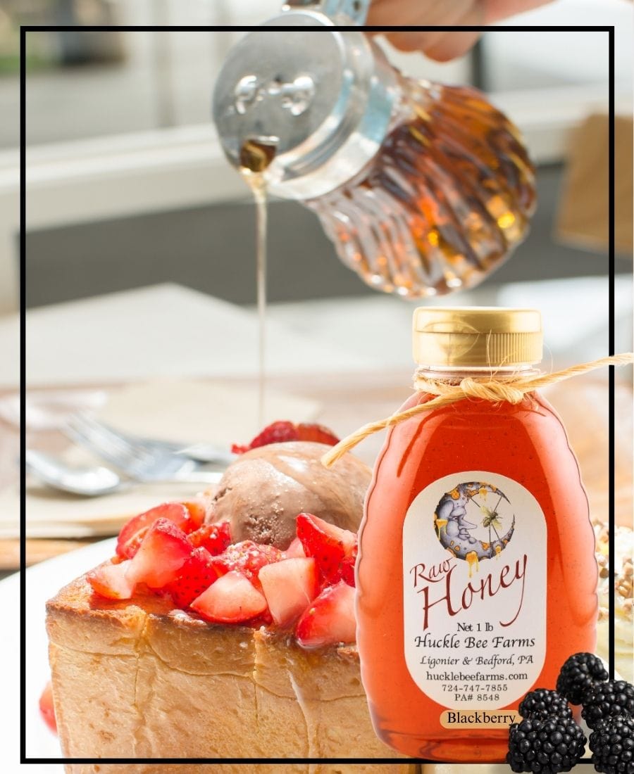1 Lb Blackberry Infused Honey - Gift Set - Huckle Bee Farms LLC