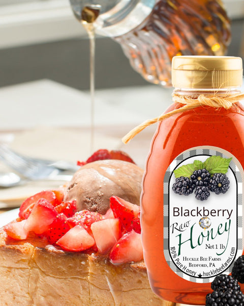 1 Lb Blackberry Infused Honey - Gift Set - Huckle Bee Farms LLC