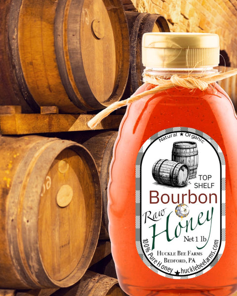 1 Lb Bourbon Infused Honey - Gift Set - Huckle Bee Farms LLC