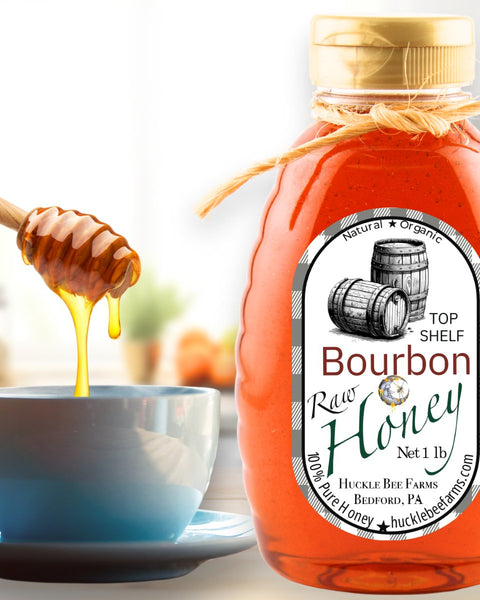 1 Lb Bourbon Infused Honey - Gift Set - Huckle Bee Farms LLC