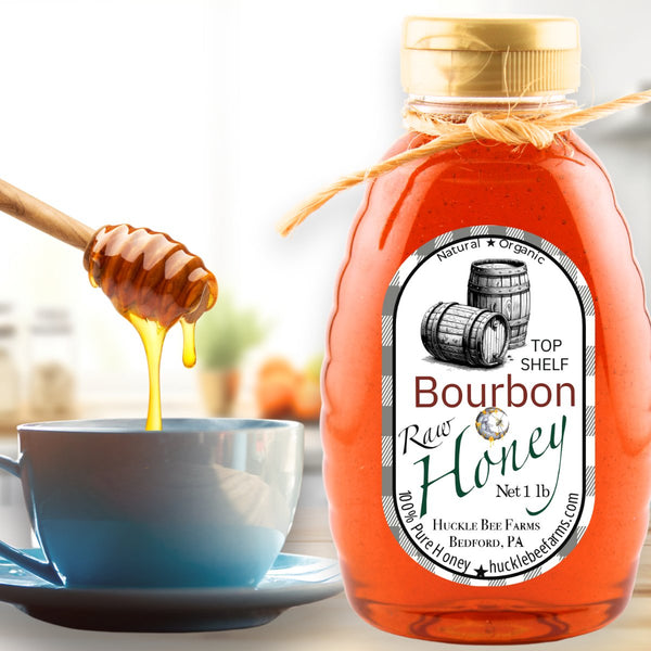 1 Lb Bourbon Infused Honey - Gift Set - Huckle Bee Farms LLC