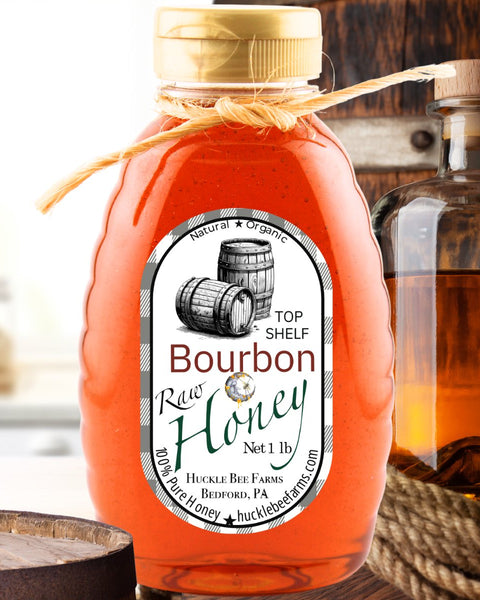 1 Lb Bourbon Infused Honey - Gift Set - Huckle Bee Farms LLC