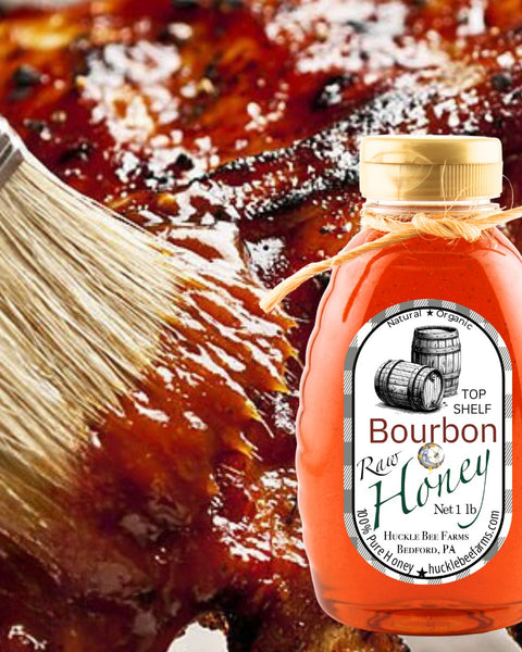 1 Lb Bourbon Infused Honey - Gift Set - Huckle Bee Farms LLC