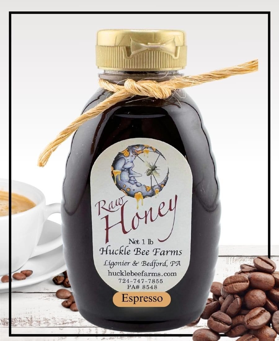 1 Lb Espresso Infused Honey - Gift Set - Huckle Bee Farms LLC
