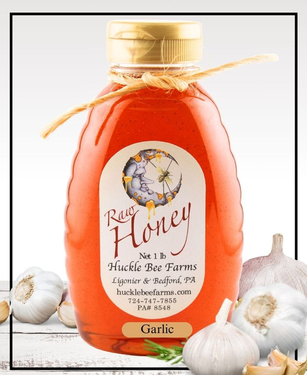 1 Lb Garlic Infused Honey - Gift Set