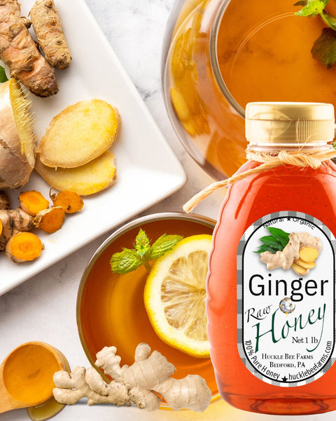 1 Lb Ginger Infused Honey - Gift Set - Huckle Bee Farms LLC