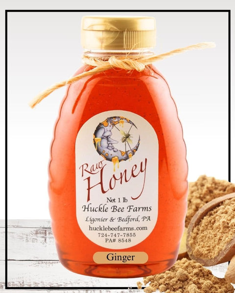 1 Lb Ginger Infused Honey - Gift Set - Huckle Bee Farms LLC