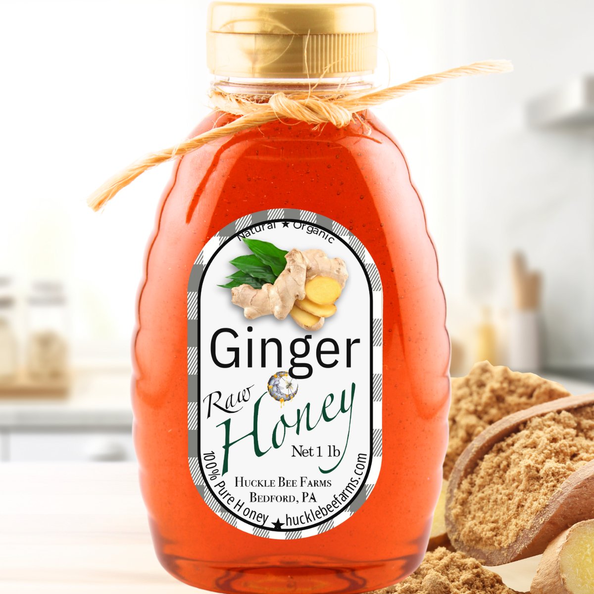 1 Lb Ginger Infused Honey - Gift Set - Huckle Bee Farms LLC