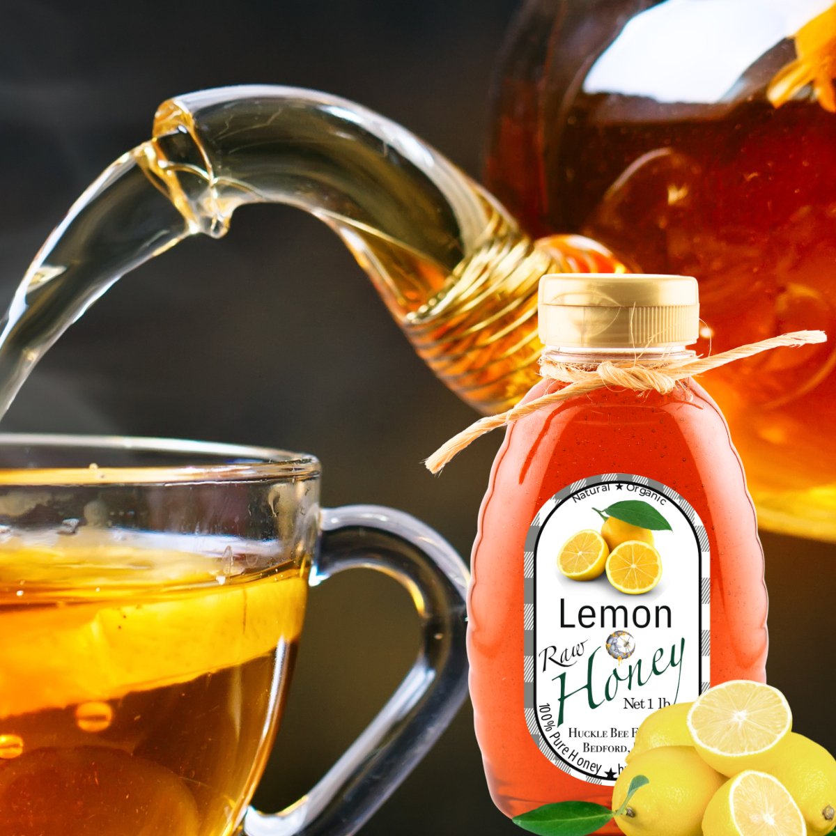 1 Lb Lemon Infused Honey - Gift Set - Huckle Bee Farms LLC