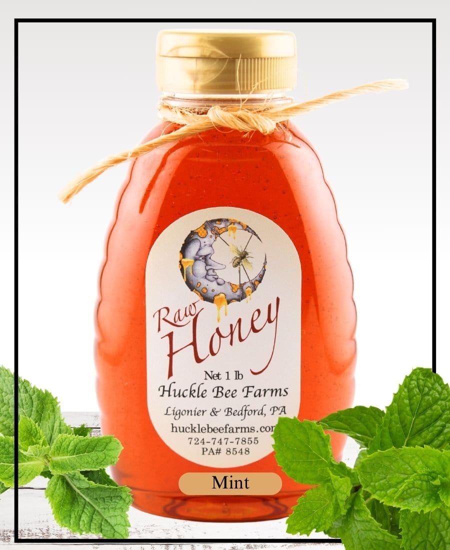 1 Lb Mint Infused Honey - Gift Set - Huckle Bee Farms LLC