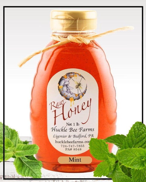 1 Lb Mint Infused Honey - Gift Set - Huckle Bee Farms LLC