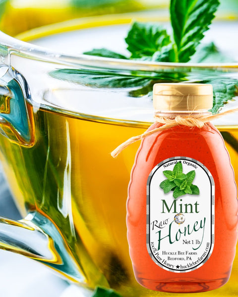 1 Lb Mint Infused Honey - Gift Set - Huckle Bee Farms LLC