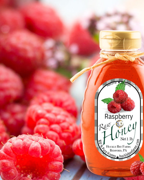 1 Lb Raspberry Infused Honey - Gift Set - Huckle Bee Farms LLC