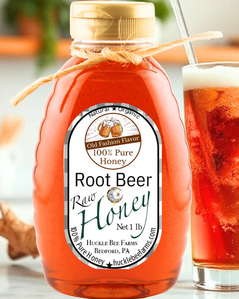 1 Lb Root Beer Flavor Honey - Gift Set - Huckle Bee Farms LLC