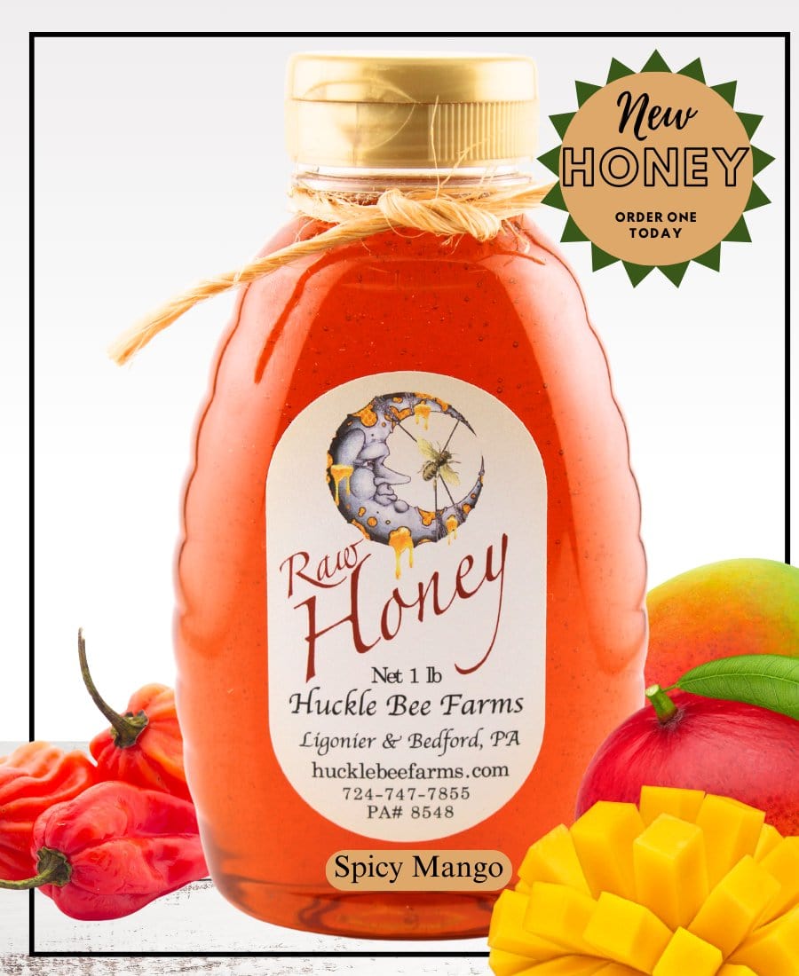1 Lb Spicy Mango Infused Honey - Gift Set - Huckle Bee Farms LLC