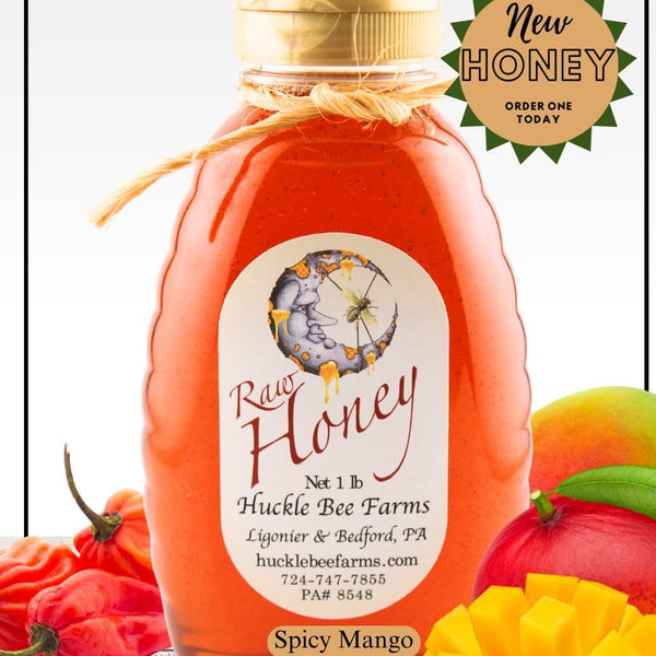 1 Lb Spicy Mango Infused Honey - Gift Set - Huckle Bee Farms LLC