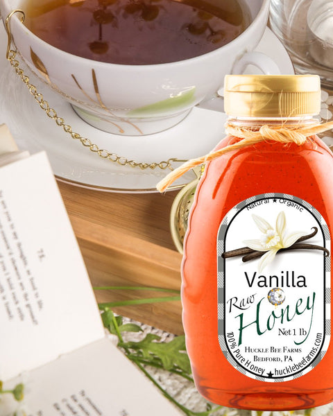 1 Lb Vanilla Infused Honey - Gift Set - Huckle Bee Farms LLC