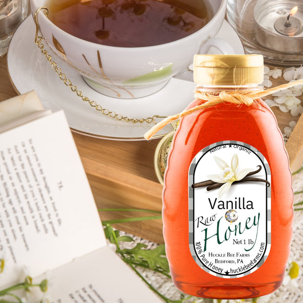 1 Lb Vanilla Infused Honey - Gift Set - Huckle Bee Farms LLC