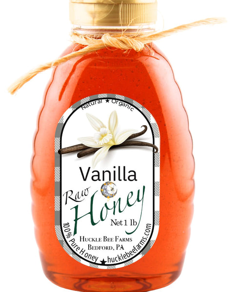 1 Lb Vanilla Infused Honey - Gift Set - Huckle Bee Farms LLC