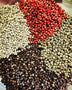 Four Peppercorn Blend featuring Tellicherry black, white, green, and pink peppercorns in a vibrant, aromatic mix for gourmet seasoning.