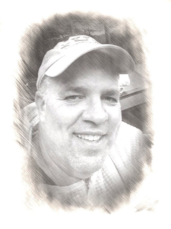 Sketch portrait of Jim, founder of Huckle Bee Farms