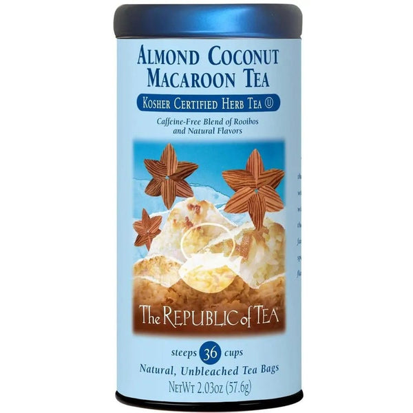 Almond Coconut Macaroon Kosher Certified Red Tea - Tin 36 Tea Bags