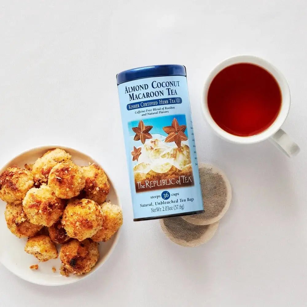 Almond Coconut Macaroon Kosher Certified Red Tea - Tin 36 Tea Bags - Huckle Bee Farms LLC