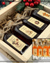 Holiday Honey Gift Box with four festive flavors in a wooden crate