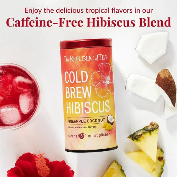 Cold Brew Hibiscus Pineapple Coconut Iced Tea Pouches - 6 Pouches - Huckle Bee Farms LLC