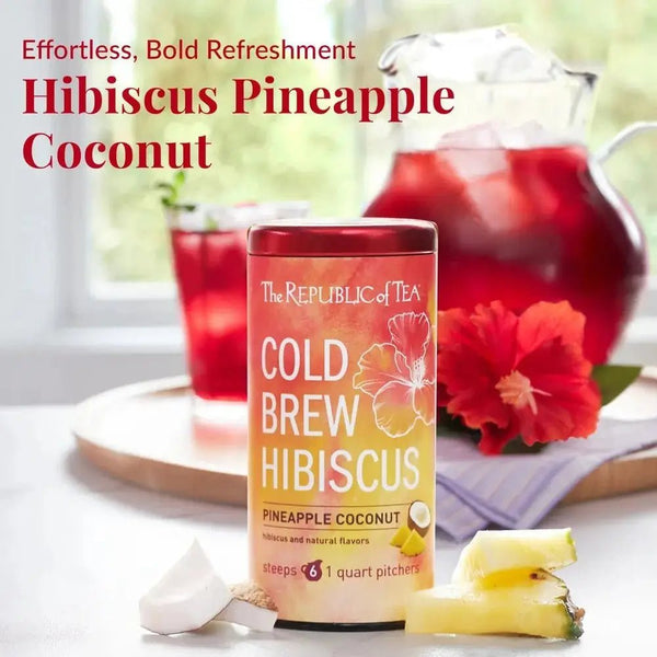 Cold Brew Hibiscus Pineapple Coconut Iced Tea Pouches - 6 Pouches - Huckle Bee Farms LLC