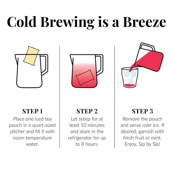 Cold Brew Hibiscus Pineapple Coconut Iced Tea Pouches - 6 Pouches - Huckle Bee Farms LLC