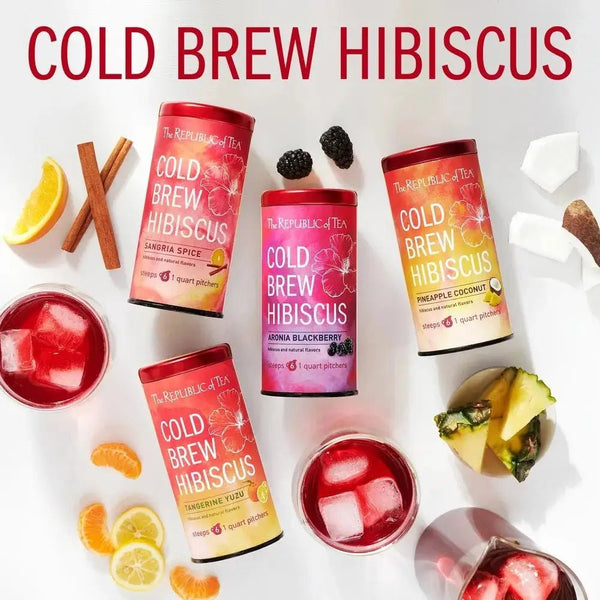 Cold Brew Hibiscus Tangerine Yuzu Iced Tea Pouches - 6 Pouches - Huckle Bee Farms LLC
