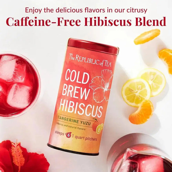 Cold Brew Hibiscus Tangerine Yuzu Iced Tea Pouches - 6 Pouches - Huckle Bee Farms LLC