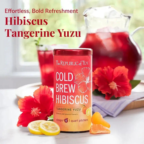 Cold Brew Hibiscus Tangerine Yuzu Iced Tea Pouches - 6 Pouches - Huckle Bee Farms LLC