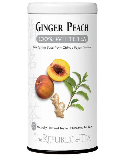 Ginger Peach 100% White Tea Bags - 50 Tea Bags - Huckle Bee Farms LLC