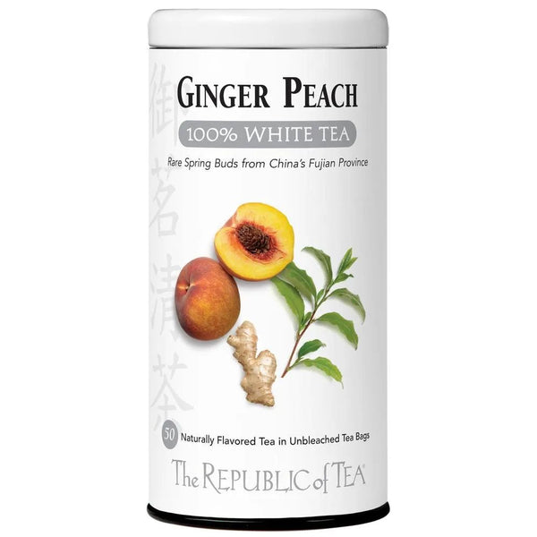 Ginger Peach 100% White Tea Bags - 50 Tea Bags - Huckle Bee Farms LLC
