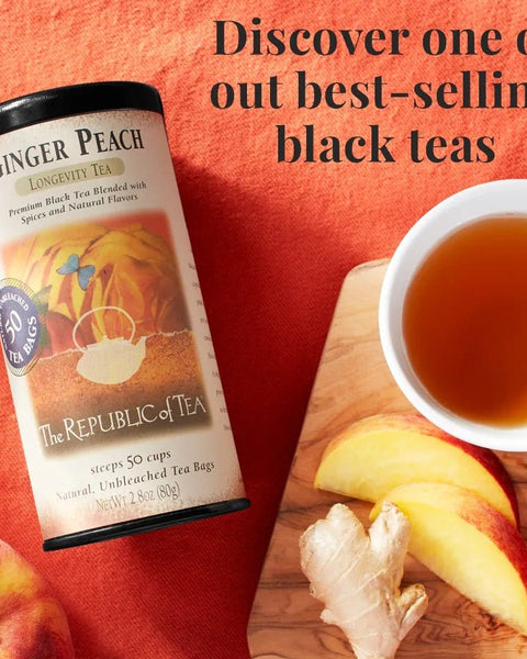 Ginger Peach Black Tea Bags - 2 Sizes...6 & 50 Bags - Huckle Bee Farms LLC