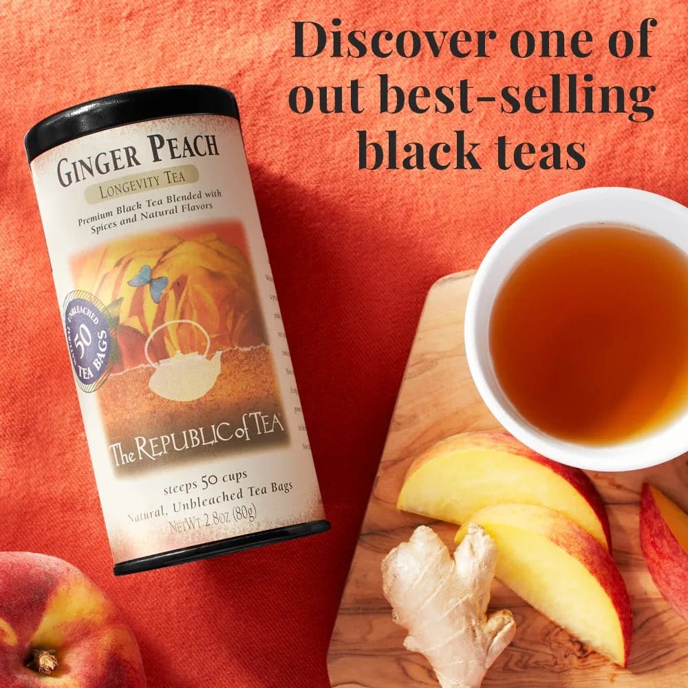 Ginger Peach Black Tea Bags - 50 Bags - Huckle Bee Farms LLC